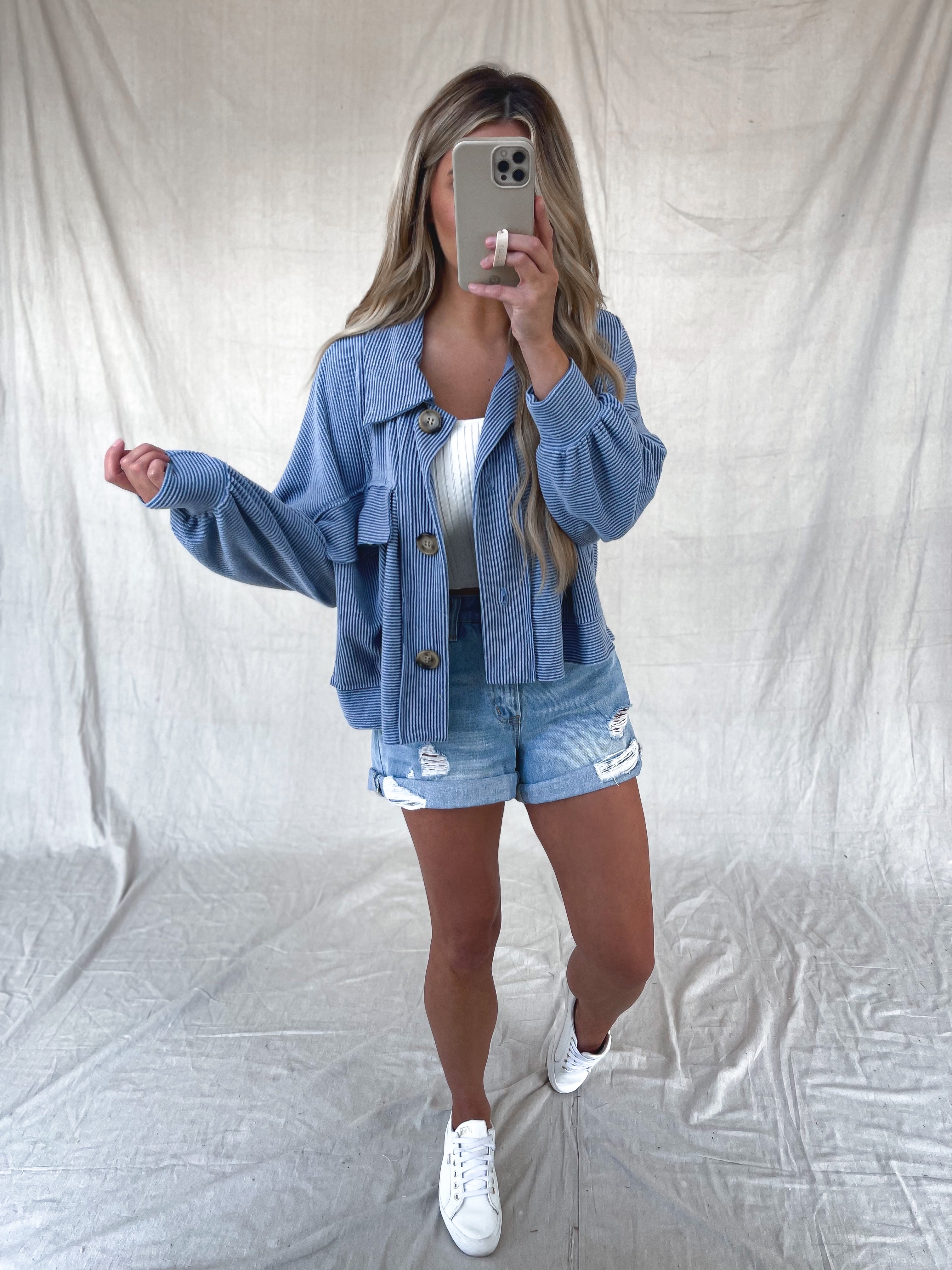 To The Point Shacket in Blue