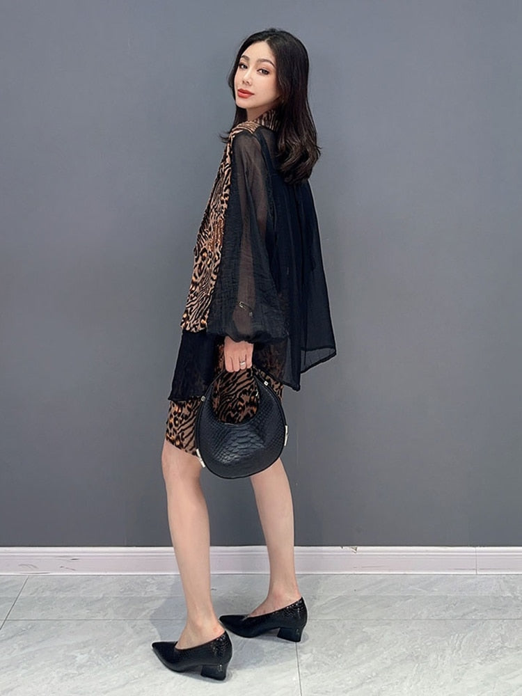 Casual Luxe Leopard Print Top & Shorts 2-Piece Set