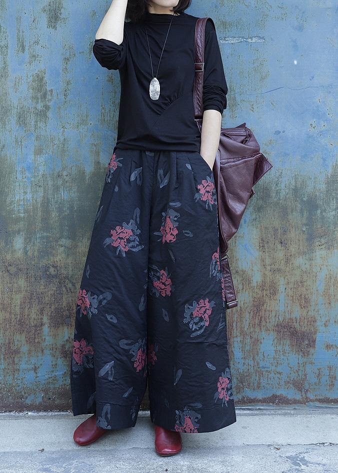 Classy elastic waist shorts plus size clothing black prints Fashion Ideas wide leg Jeans