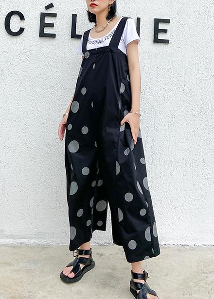 Black polka dot overalls 2021 new loose large size nine points straight wide leg pants