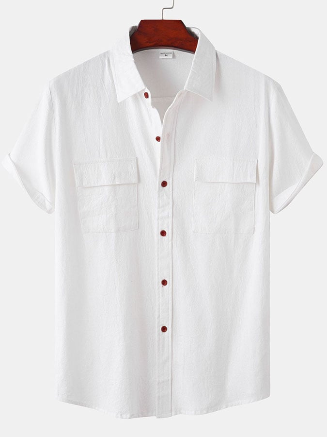 Casual Solid Color Pocket Shirt